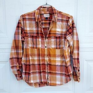 Universal Thread Plaid Shirt in Orange and Brown